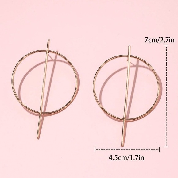 Any 2/$20! Large Gold Circle w/Vertical Bar Stud Earrings - Picture 4 of 6